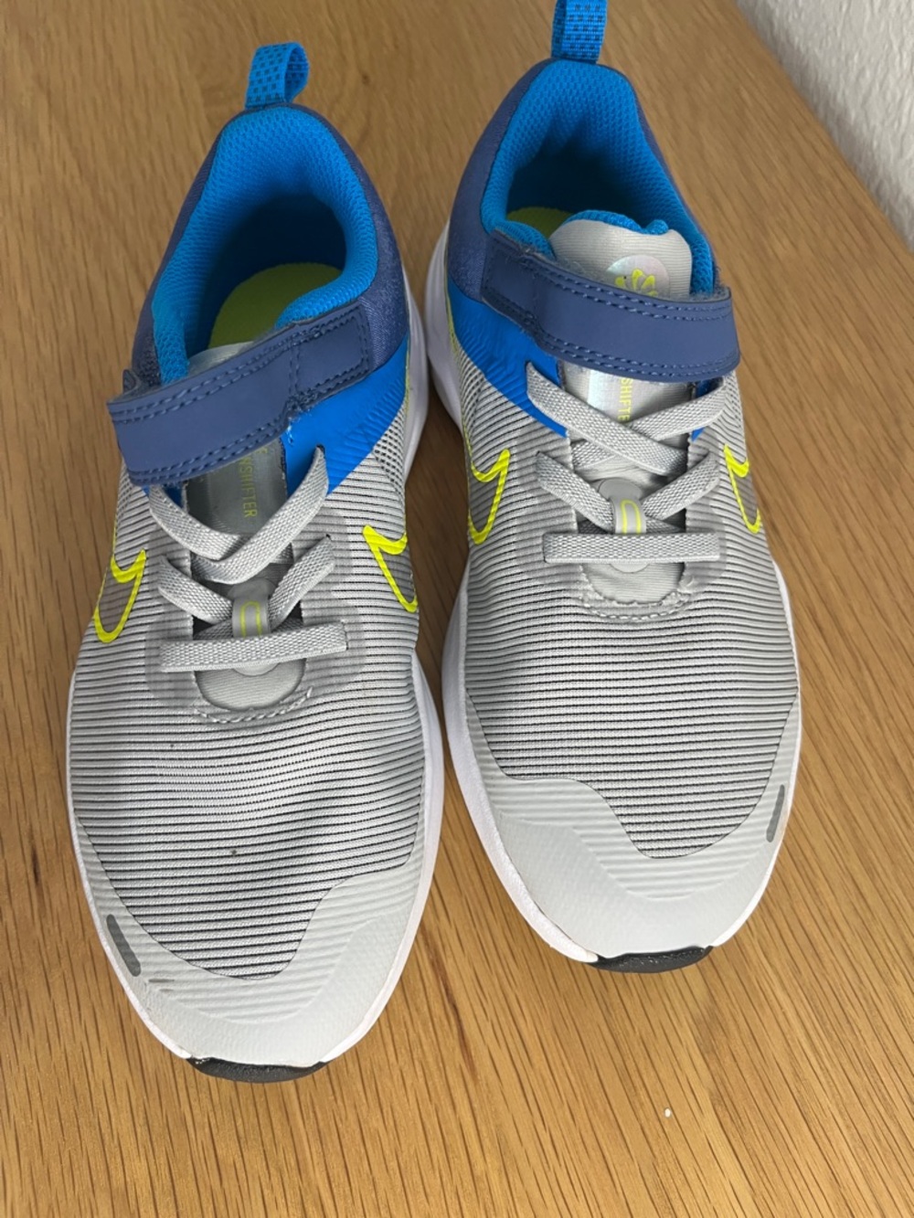 Nike Kids Gray, Blue & Neon Yellow Athletic Sneakers